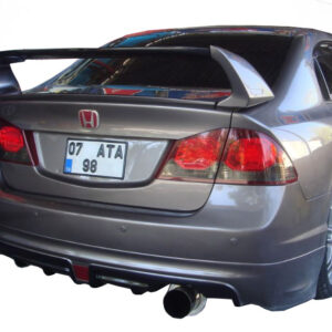 Honda Civic FD6 (2006-2011) Mugen RR Tek Çıkış Arka Tampon Eki - Difüzör (Plastik)