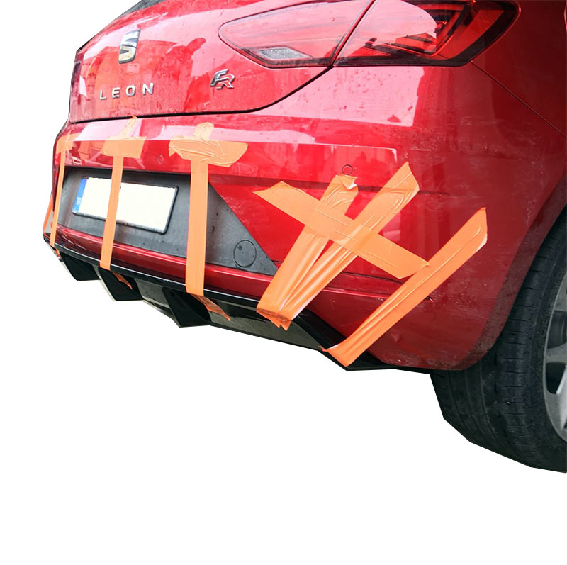 Seat Leon (2017-2019) Soldan Çift Çıkış Arka Tampon Eki - Difüzör (Plastik) - Görsel 4