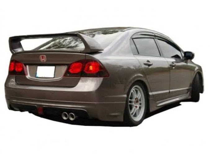 Honda Civic FD6 (2006 - 2012) Arası Mugen RR Sağdan Çift Çıkış Arka Tampon Eki (Plastik)