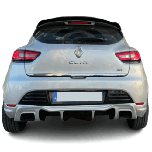 Renault Clio 4 (2012-2019) Rs Style Egzoz Görünümlü Arka Tampon Eki – Difüzör (Plastik)
